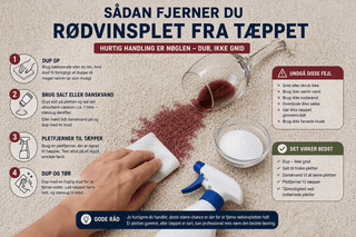 Sådan fjerner du rødvinsplet fra tæppet med salt, danskvand og pletfjerner
