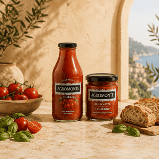 Oplev Agromonte – autentiske sicilianske tomatsmage med cherrytomat, datterino og gule tomater til pasta, pizza og klassiske italienske retter.