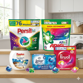 Stort udvalg af billige alt-i-en vaskekapsler, tabs og pods fra populære mærker som Ariel, Persil og Lenor hos Købogspar.