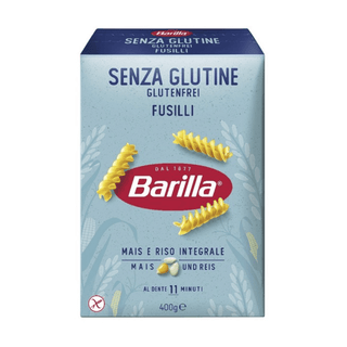 Barilla Glutenfri Fusilli 400 g spiralpasta uden gluten fremstillet af hvid majs, gul majs og brune ris for en mild og harmonisk smag. Glutenfri pasta med perfekt spiralform, der holder saucen optimalt og giver en fast al dente tekstur. Ideel til cremede retter, tomatsauce, pesto og friske pastasalater til hverdagsmad og gæstemiddage. Perfekt valg til dig, der søger glutenfri pasta online i høj italiensk kvalite.Barilla Glutenfri Fusilli 400 g – majs- og risbaseret spiralpasta ideel til glutenfri madlavning