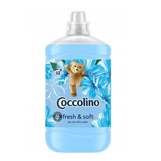 Coccolino Blue Splash skyllemiddel 1700 ml – koncentreret skyllemiddel med frisk og langvarig duft. Giver silkeblødt tøj, reducerer statisk elektricitet og sikrer maksimal blødhed i hver vask. Økonomisk stor flaske til mange vaske. Køb online hos Købogspar med hurtig levering i Danmark..Coccolino Bluesplash