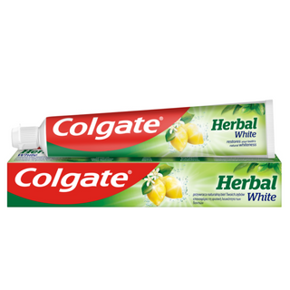 Colgate Herbal White tandpasta 75 ml – naturlig whitening med urter, fjerner misfarvninger og giver frisk ånde, urteekstrakter af mynte, eukalyptus og kamille – hurtig levering hos Købogspar
