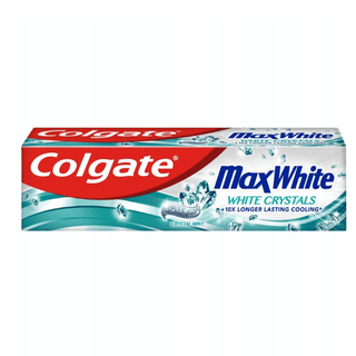 Colgate Max White + Crystals tandpasta – whitening tandpasta med krystaller, fjerner misfarvninger og giver hvidere tænder, frisk mintsmag, effektiv mundhygiejne