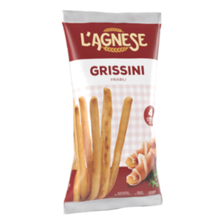 L’Agnese Grissini er sprøde italienske brødstænger med skinke, perfekte som snack, til tapas, antipasti, ostebord, dip eller mellemmåltid. Køb grissini online til lav pris — blandt de billigste snacks og dagligvarer. Søgeord: L’Agnese Grissini, grissini, brødstænger, italiensk snack, tapas snack, billigst online, dagligvarer billigst.