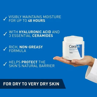 CeraVe Moisturising Cream – op til 48 timers fugt, let formel uden fedtet fornemmelse, styrker hudens naturlige barriere. Perfekt til sensitiv og tør hud.