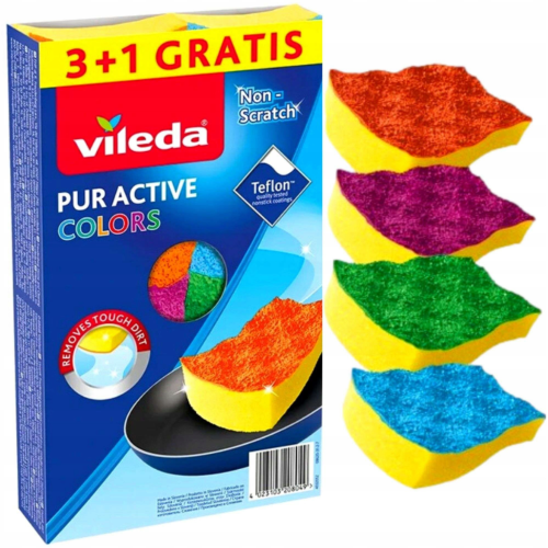 Vileda | Køkkensvamp Pur Active Colours | 4 stk | 5.48/Stk.