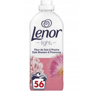 Lenor Skyllemiddel Light Silk Blossom & Peony 1176 ml i original emballage – blidt skyllemiddel med delikat duft af silke og pæon, der efterlader tøjet friskt, blødt og velduftende.