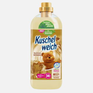 Kuschelweich skyllemiddel Glücksmoment 1 L – flaske med blødgørende skyllemiddel og frisk, let frugtagtig duft