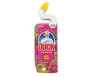 Duck Cleaning Gel Berry Magic – Effektiv toiletrens med bærduft

Duck Cleaning Gel Berry Magic Limited Edition, effektiv toiletgel der bekæmper kalk og bakterier, efterlader toilettet rent og velduftende med frisk bæraroma.

