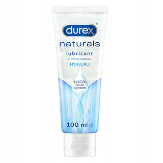 Durex Naturals Hyaluro Glidecreme – 100 ml fugtgivende intim gel med 100% naturlige ingredienser og hyaluronsyre. Perfekt til skånsom hydrering og øget komfort.