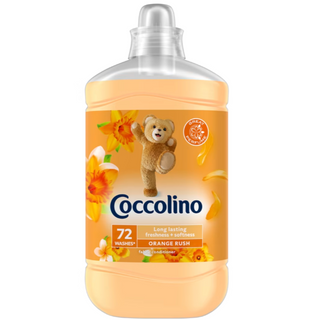 Coccolino skyllemiddel Orange 1700ml – efterlader tøjet blødt og friskt med en livlig citrusduft, sikrer langvarig friskhed og behagelig blødhed efter hver vask.