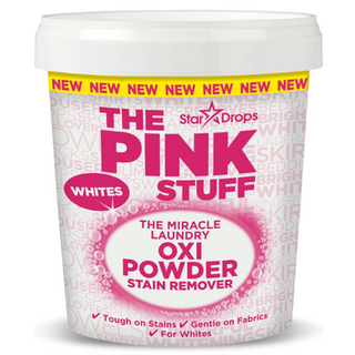 The Pink Stuff Oxi Powder Stain Remover for Whites 1kg – kraftfuld pletfjerner til hvide stoffer, effektiv mod genstridige pletter, skånsom mod tekstiler, bevarer farve og lysstyrke – vegansk og uden skrappe kemikalier – hurtig levering fra Købogspar.Star Drops Pink Stuff Stain Remover Pwdr 1Kg White 