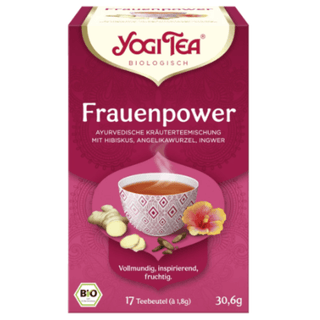 Yogi Tea Frauen Power Økologisk 17 tebreve – ayurvedisk urtete til kvinder med hibiscus, lakridsrod og hindbærblade. Koffeinfri og vegansk te med frugtig og harmonisk smag, skabt til balance og velvære i hverdagen. Økologisk kvalitet med naturlige ingredienser og 17 breve á 1,8 g (30,6 g). Perfekt som morgen- eller aften te. Køb Yogi Tea Frauen Power online hos Købogspar med hurtig levering i Danmark..Yogi Tea Frauen Power økologisk urte te 17 breve til kvinder