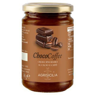 Agrisicilia ChocoCoffee smørecreme med kakao og kaffe, 360 g, italiensk chokoladecreme til brød, kager og desserter
