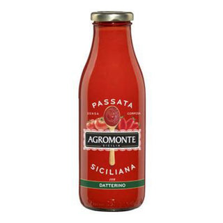 Agromonte Passata Siciliana lavet af søde datterino-tomater i glasflaske
