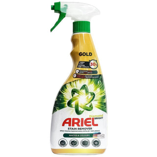Ariel Diamond Bright Gold pletfjerner spray 750 ml til hvidt og farvet tøj. Effektiv forbehandling af genstridige pletter med turboeffekt.