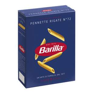 Barilla Pennette Rigate Nr. 72 er italiensk pasta med kogetid på 9 minutter, perfekt til tomatsauce, pesto, ostesauce, pastasalat og nem aftensmad. Køb Barilla pasta online til lav pris — blandt de billigste valg til italiensk madlavning. Søgeord: Barilla Pennette Rigate, penne pasta, pasta 500 g, italiensk pasta, billigst online, dagligvarer billigst.
