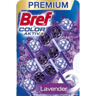 Bref Color Aktiv+ Lavender toiletblok med lavendelduft til rengøring og friskhed i toilettet.