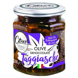 Citres Olive Taggiasche udstenede italienske oliven, 200 g, med ekstra jomfruolivenolie til tapas, salater og antipasti