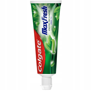 Colgate MaxFresh Green Tea tandpasta giver en frisk og ren følelse i munden med en behagelig smag af grøn te. Tandpastaen er velegnet til daglig tandbørstning og hjælper med at holde tænderne rene, munden frisk og ånden behagelig. Ideel til dig, der ønsker en frisk tandpasta med ekstra friskhed i hverdagen. Søgeord: Colgate MaxFresh, Colgate Green Tea, tandpasta med grøn te, frisk ånde tandpasta, tandpasta til daglig brug, Colgate tandpasta, MaxFresh tandpasta, tandpleje.