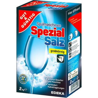 G&G Spezial Salz opvaskemaskinesalt 2 kg – grovkornet salt til opvaskemaskine, der hjælper med at forebygge kalkaflejringer og beskytte glas, service og maskine