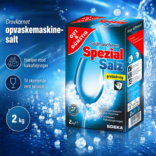 G&G Spezial Salz opvaskemaskinesalt 2 kg – grovkornet salt til opvaskemaskine, velegnet til at reducere kalkaflejringer og beskytte glas, service og opvaskemaskine ved regelmæssig brug
