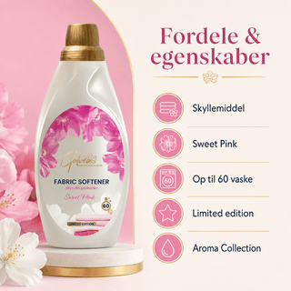 Galvee Sweet Pink skyllemiddel med blomsterduft – tøjblødgører til vaskemaskine, der hjælper med at gøre tøjet blødt, velduftende og behageligt efter vask
