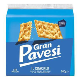 Gran Pavesi Il Cracker sprøde italienske kiks, 560 g, let saltede uden saltkorn på overfladen, i 18 portionspakker