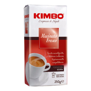 Kimbo Macinato Fresco malet kaffe, 250 g, mørkristet napolitansk kaffe til mokkakande med intens og fyldig aroma