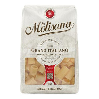 La Molisana Mezzi Rigatoni nr. 32 fuldkornspasta af italiensk durumhvede, velegnet til fyldige saucer og ovnretter