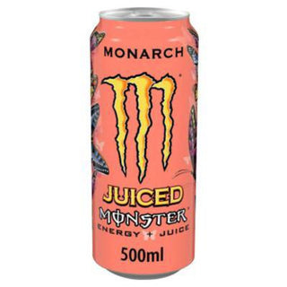 Monster Juiced Monarch energidrik 500 ml med frugtjuice og ferskensmag
