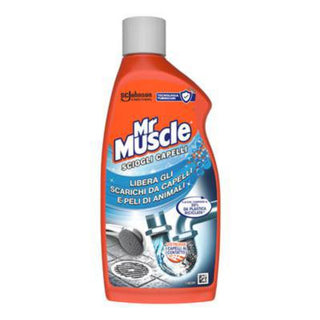 Mr Muscle afløbsrens mod hår og dyrehår, som opløser tilstopninger i afløb og er egnet til plastrør
