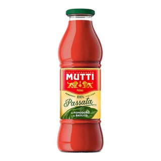 Mutti Passata passerede italienske tomater med basilikum på flaske til pastasauce, pizza, supper og gryderetter
