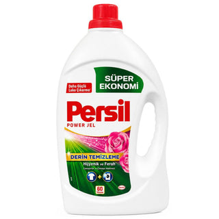 Persil Power Gel Rose flydende vaskemiddel 3,9 L til 60 vaske. Effektiv pletfjerning, dybderengøring og frisk duft af roser.