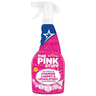 The Pink Stuff Foaming Carpet & Upholstery Stain Remover er en skummende pletfjerner til tæpper, sofaer, bilsæder, stole og polstrede møbler. Sprayen hjælper med at fjerne pletter, snavs og dårlig lugt fra tekstiler og efterlader overfladerne friske og rene. Ideel til hjemmet, bilen og daglig rengøring af stofmøbler. Søgeord: The Pink Stuff, pletfjerner til tæpper, sofa rens spray, upholstery cleaner, carpet cleaner spray, skummende pletfjerner, møbelrens, tekstilrens, pletfjerner til bilsæder.