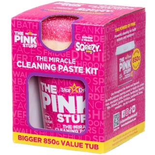 The Pink Stuff rengøringskit med 850 g universal rengøringspasta og Scrub Daddy svamp i pink gaveæske

