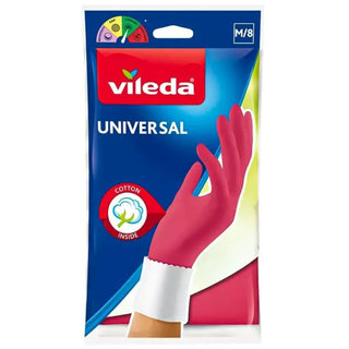 Vileda Universal gummihandsker er praktiske rengøringshandsker til opvask, køkken, badeværelse og daglig rengøring i hjemmet. Handskerne hjælper med at beskytte hænderne mod vand, snavs og rengøringsmidler, samtidig med at de giver et godt greb under arbejdet. Velegnet til opvask, gulvvask, rengøring af toilet, bad og køkken. Søgeord: Vileda gummihandsker, Vileda Universal, rengøringshandsker, opvaskehandsker, gummihandsker størrelse M, handsker til rengøring, handsker til opvask, husholdningshandsker.